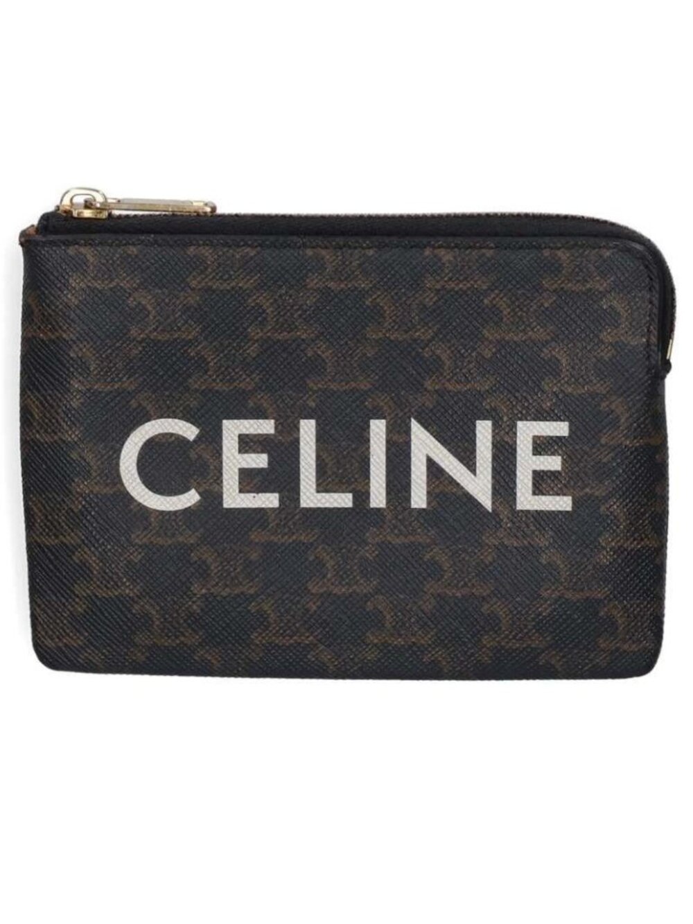 Celine Logo Print Triomphe Coin Case